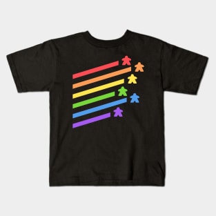 Rainbow Meeples Board Games Addict Kids T-Shirt